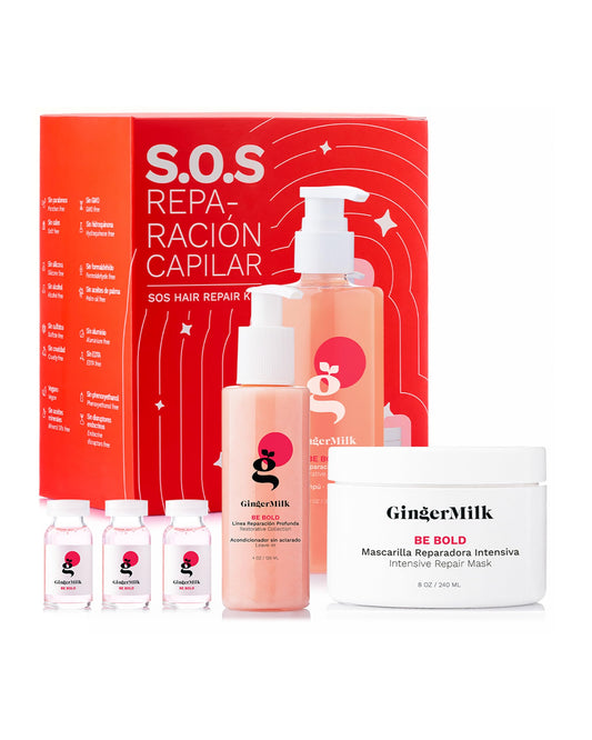SOS Hair Repair Kit by Ginger Milk Natural Care | 4-Step Deep Repair & Hydration System | For Dry, Damaged & Color-Treated Hair | With Hyaluronic Beauty & Personal Care Ginger Milk Natural Care