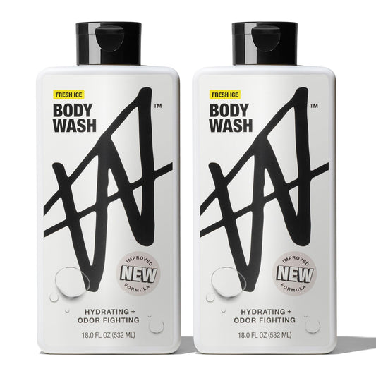 W By Jake Paul Body Wash for Men, Odor Fighting, Deep Cleaning Shower Gel, Hydrating Mens Bodywash, Fresh Ice Scent, 2 Pack, 18 fl oz