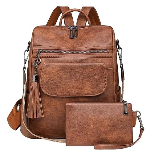 sezhylee Women's Waterproof Faux Leather Laptop Backpack - Spacious Anti-Theft Work Bag with Leopard Print, Convertible Travel Purse for Commuting, College & Business (Stylish Shoulder Bag Design)