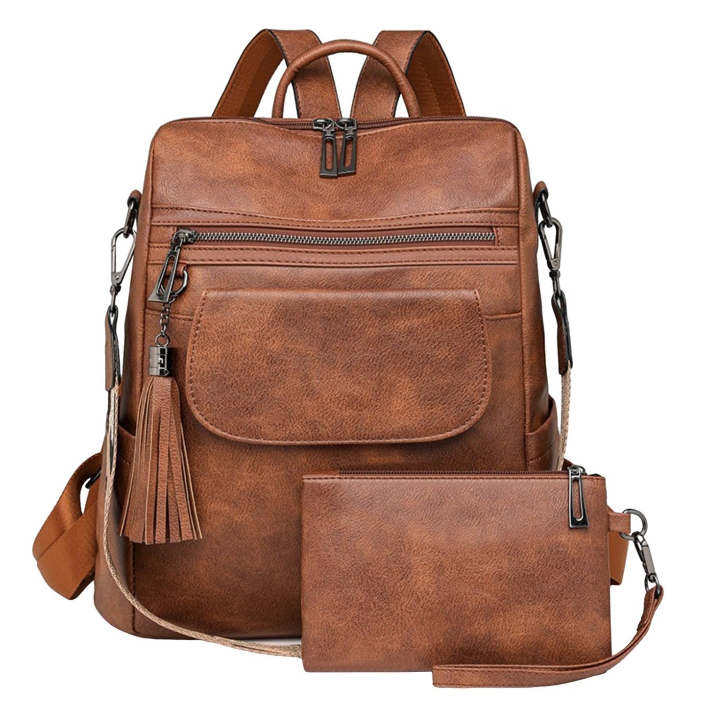 sezhylee Women's Waterproof Faux Leather Laptop Backpack - Spacious Anti-Theft Work Bag with Leopard Print, Convertible Travel Purse for Commuting, College & Business (Stylish Shoulder Bag Design)