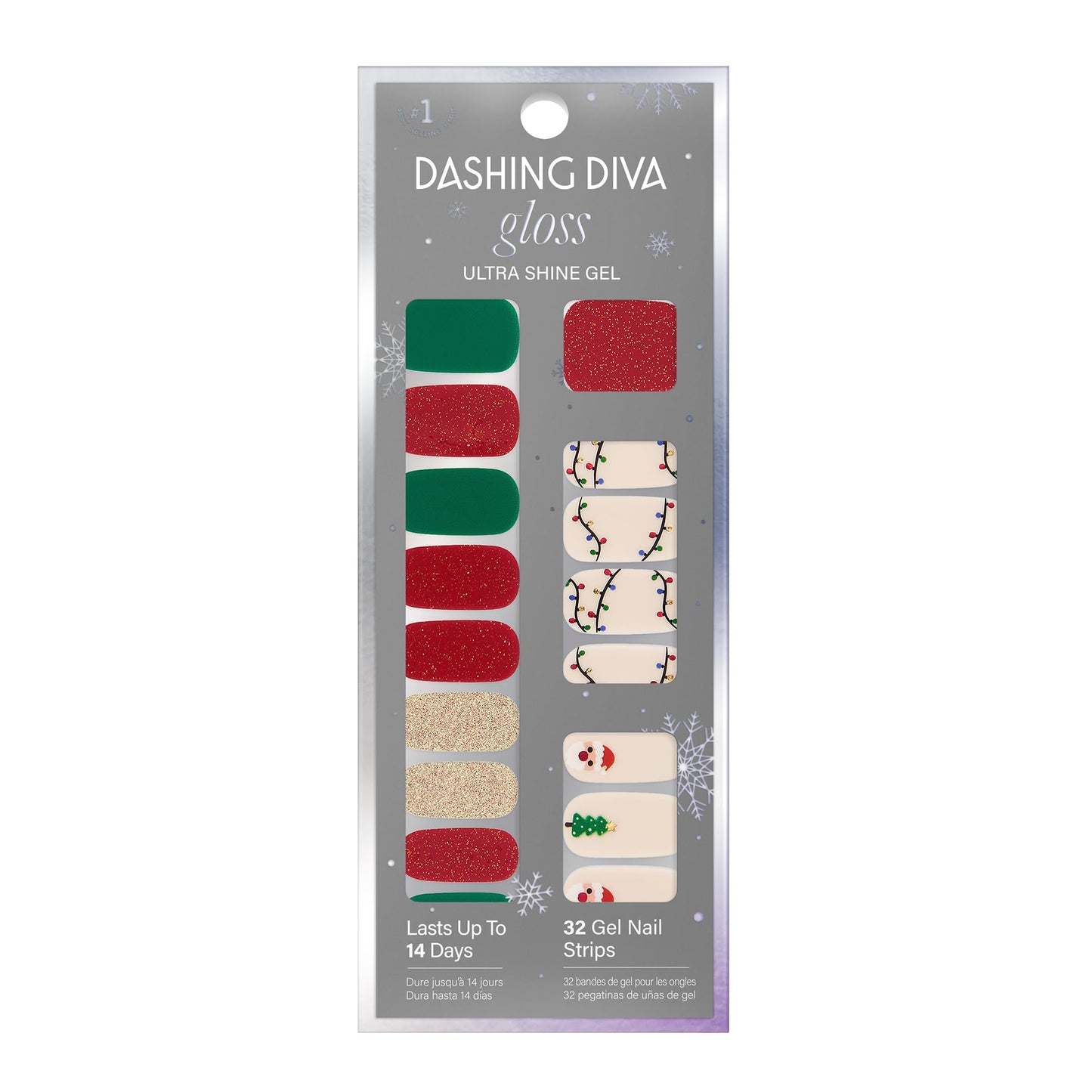 Dashing Diva Gloss Nail Strips - Santa Baby | UV Free, Chip Resistant, Long Lasting Gel Stickers | Contains 32 Wraps, 1 Prep Pad, 1 File Beauty & Personal Care Dashing Diva