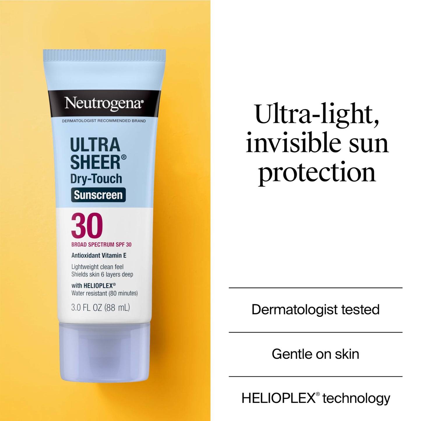 Neutrogena Ultra Sheer Dry-Touch Sunscreen SPF 30 for Face & Body, Lightweight Non Greasy Broad Spectrum UVA/UVB Protection, No White Cast, Water