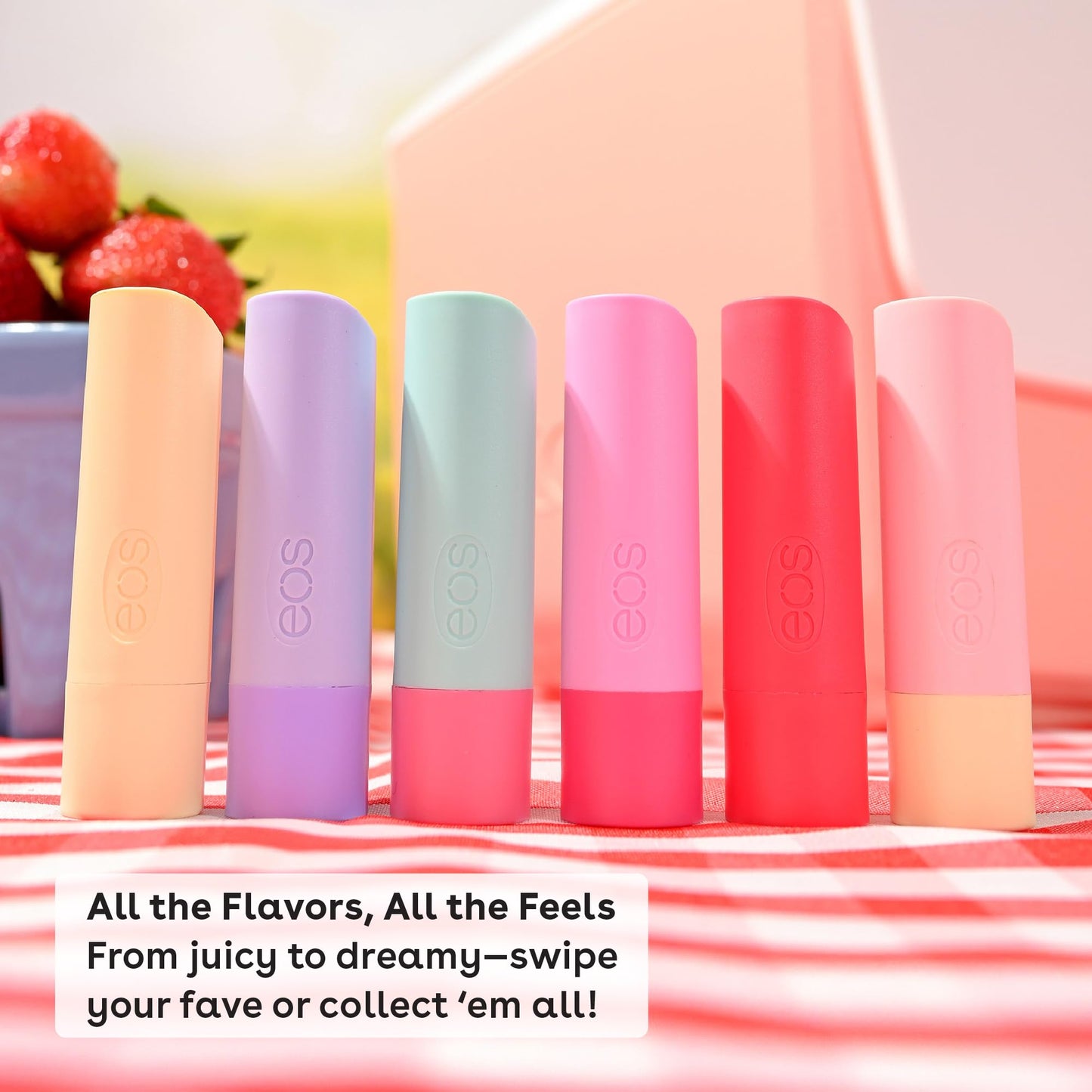 eos 100% Natural Lip Balms - Raspberry Kiwi Splash, Passionfruit Agave, Coconut Sugarcane, & Guava Berry Punch, All-Day Moisture Lip Care, 0.14 oz