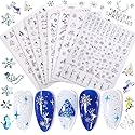Christmas Nail Stickers - 8 Sheets 3D Holographic Winter Nail Decals Santa Claus Deer Snowflakes Snowmen Xmas Nail Art Sticker Manicure DIY Nail