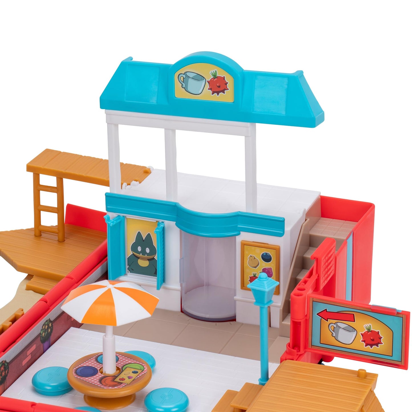 Jazwares Pokemon Carry Case Beach Battle Playset - Portable Transforming Backpack Playset with Action Features and 2-inch Pikachu Battle Figure