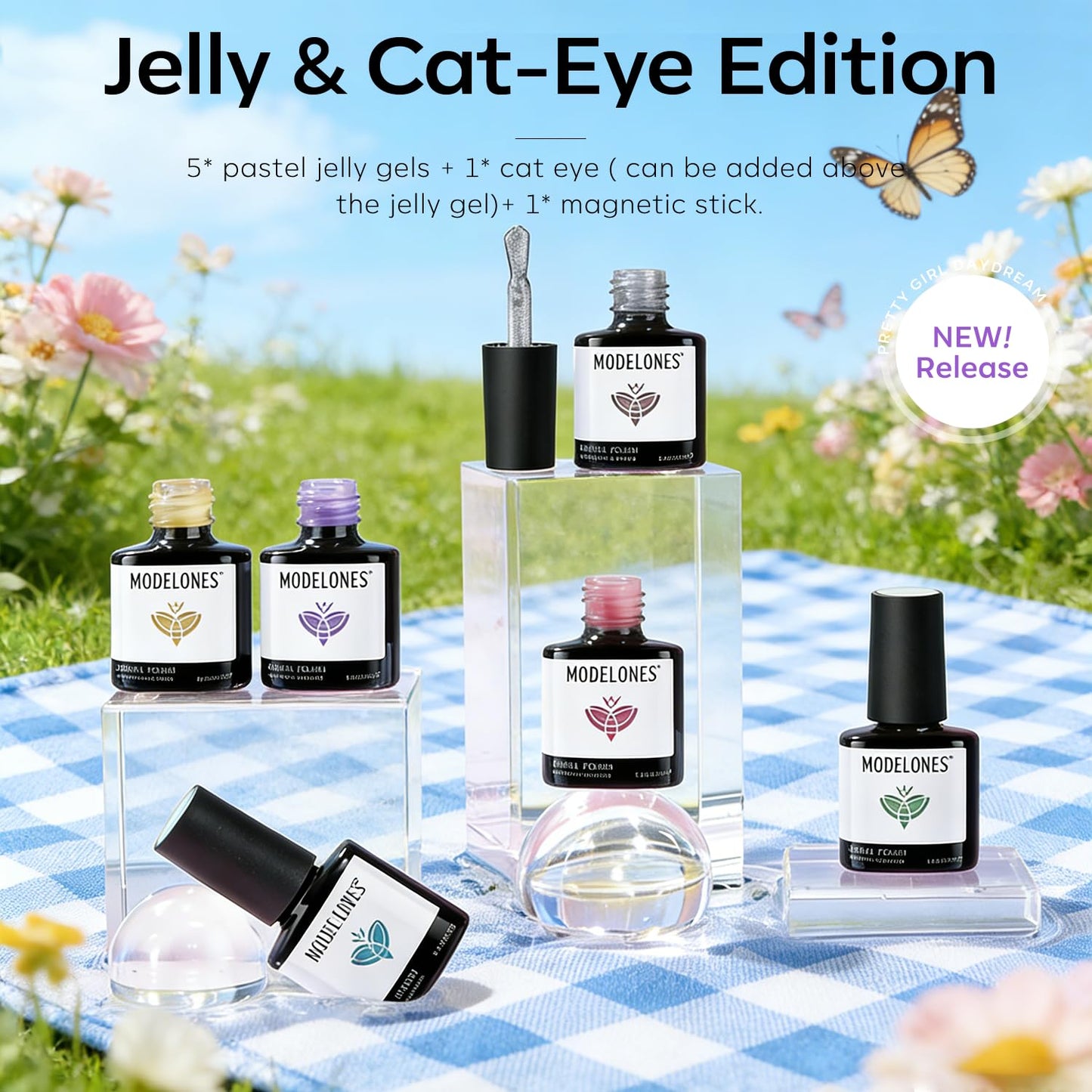 modelones Gel Nail Polish Set, 6 Colors 2026 Spring Summer Silver Cat Eye Gel Polish Translucent Pastel Sheer Pink Yellow Lavender Purple Baby Blue Beauty and Personal Care modelones