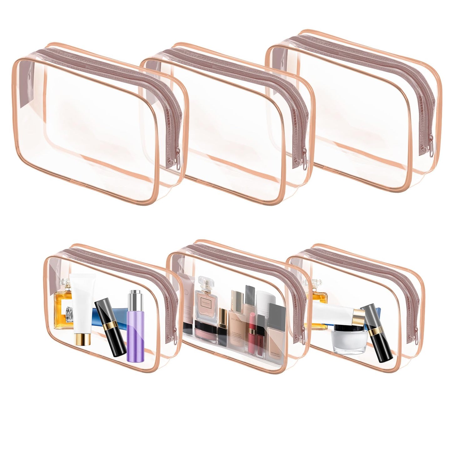 AURUZA 6 Pack Travel Toiletry Bag, Clear Makeup Bag, TSA Approved Cosmetic Bag with Zipper, Clear Organizer Carry on Bag for Women, PVC Cosmetic Pouch Beauty and Personal Care AURUZA Default Title