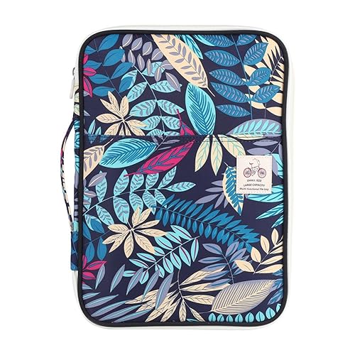 A4 Document Bag, A4 File Folder Portfolio Organizer Multi Functional Zippered Case Travel Pouch Handbag for Phones Notebooks Pens Documents (13.8 x