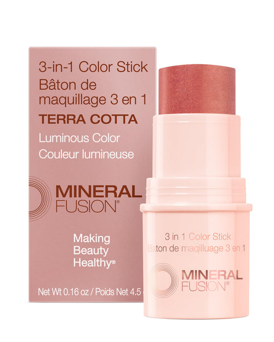 Mineral Fusion 3-in-1 Color Stick - Hydrating Tinted Cream Blush for Cheeks, Lip and Eye - Natural Multi Use Makeup (Terra Cotta)
