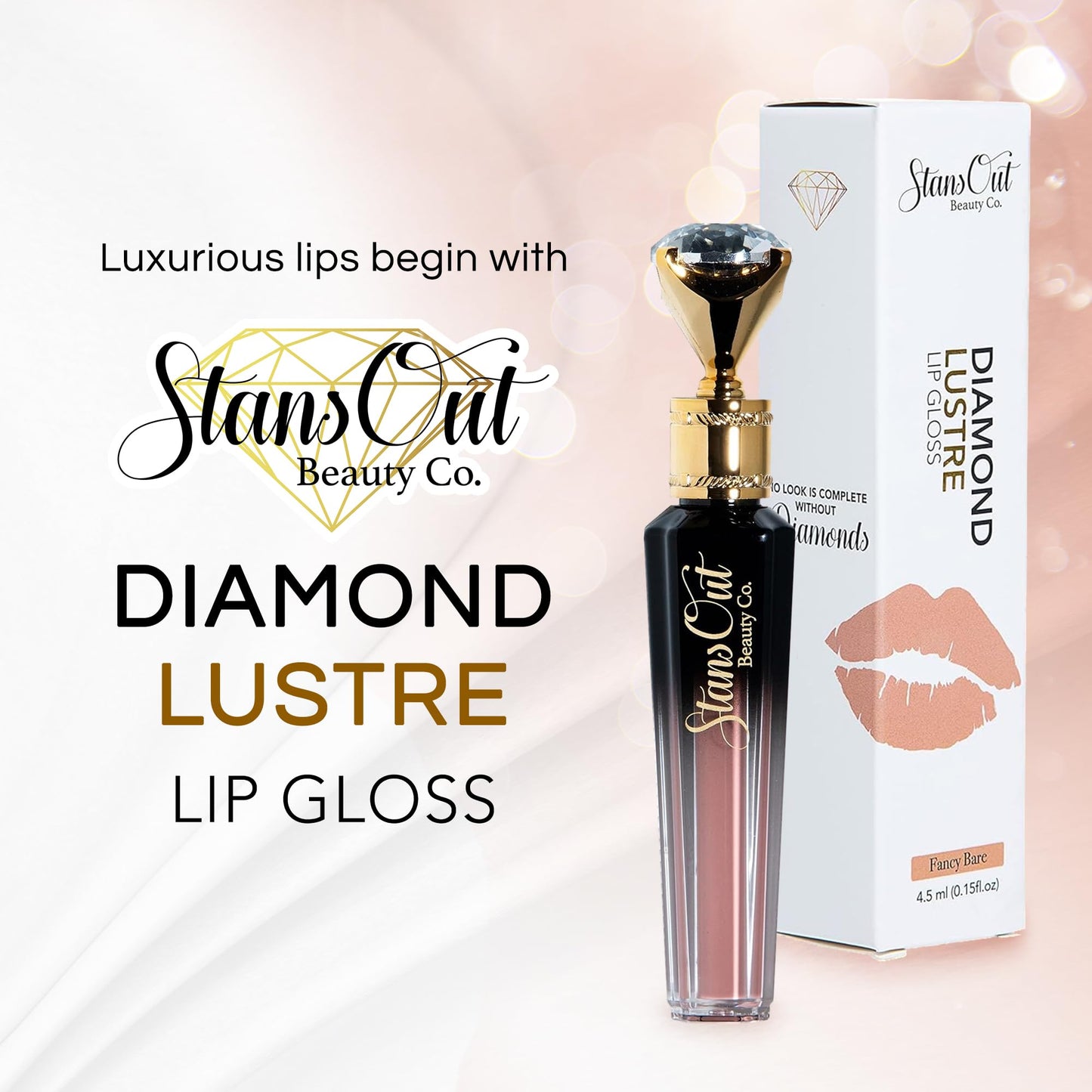 StansOut Beauty Diamond Lustre Fancy Light Hydrating Lip Gloss | Cute Nude Moisturizing Butter-Smooth Colors | Shades for Naturally Plump & Pout,