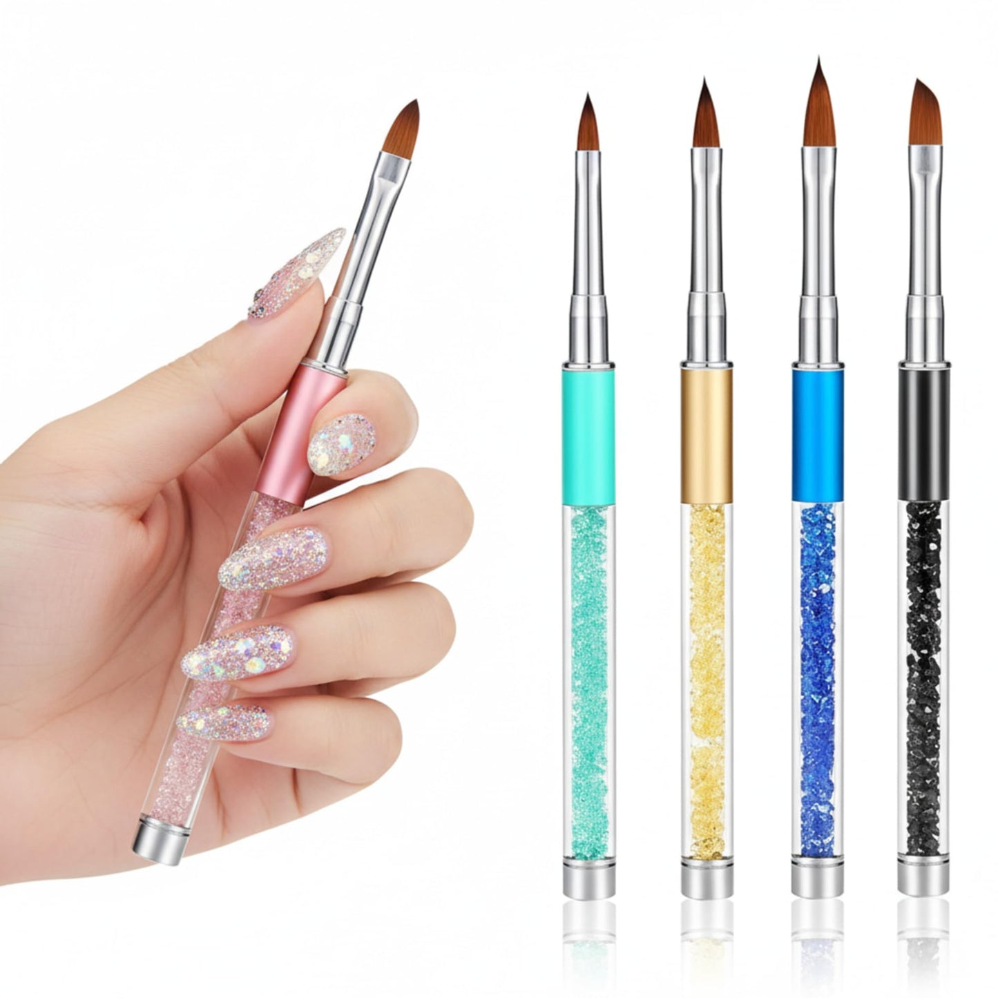 Honoson 5 Pieces Acrylic Nail Brush 3D Nail Brushes for Acrylic Flower UV Gel Pen Painting Tools Home DIY Salon Using Manicure Pen, Size 4, 6, 8, 10