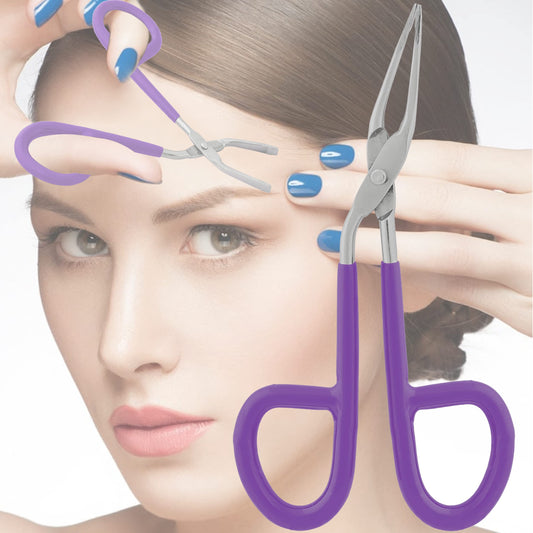 MuskalMed Professional Scissor Handle Tweezers Stainless Steel Shape Tool 'Eyebrow Nose Hair Clip Tweezer Remover for Lady Women (Purple Pvc Handle) Beauty and Personal Care MuskalMed