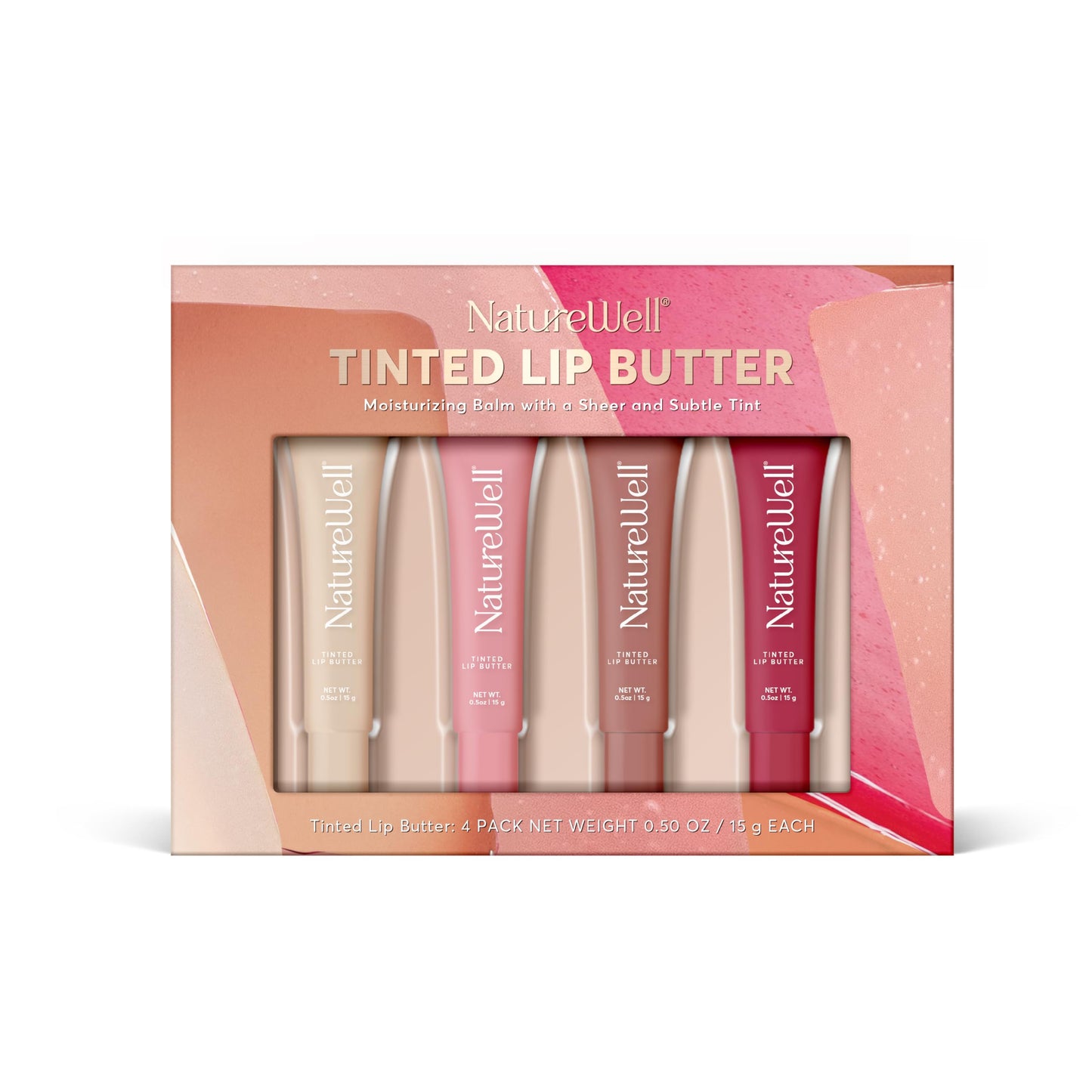 NATURE WELL Tinted Lip Butter Variety Pack, Shear & Subtle Tinted Moisturizing Balms, Vanilla Scented, Lightweight & Non-Greasy, Vitamin E, Shea