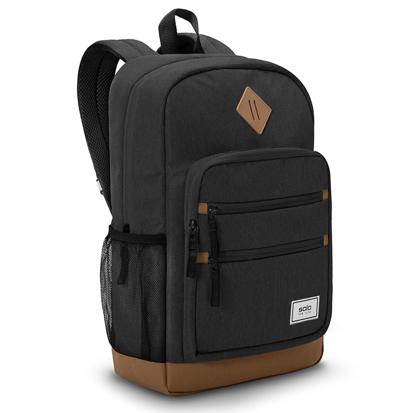 Solo New York Laptop Backpack for Women & Men -Carry On Bookbag for Travel & Work, Lightweight Bag, Side Mesh Pockets, Fits 15.6" Computer - Re:Fresh, Black