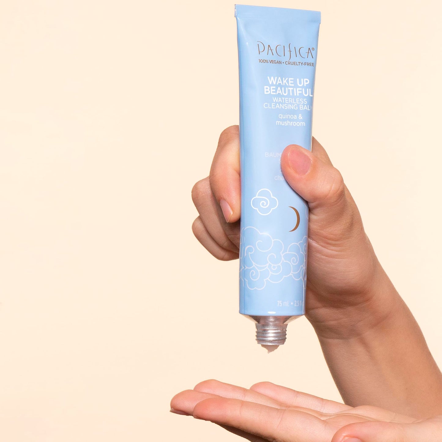 Pacifica Wake Up Beautiful Cleansing Balm & Makeup Remover - 2-in-1 Waterless Face Cleanser for Dry & Sensitive Skin, Hydrating No-Rinse Balm