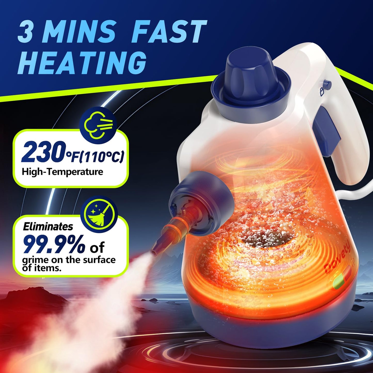 Handheld Pressurized Steam Cleaner – Powerful Multi-Surface Steamer with 12 Accessories & Safety Lock for Home, Car, Bathroom