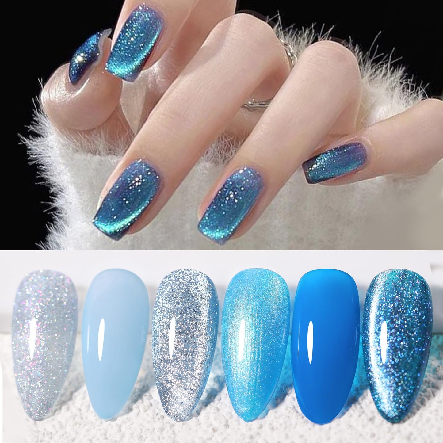 Born Pretty Blue Gel Nail Polish Jelly Transparent Cat Magnetic Eye Beauty and Personal Care Born Pretty