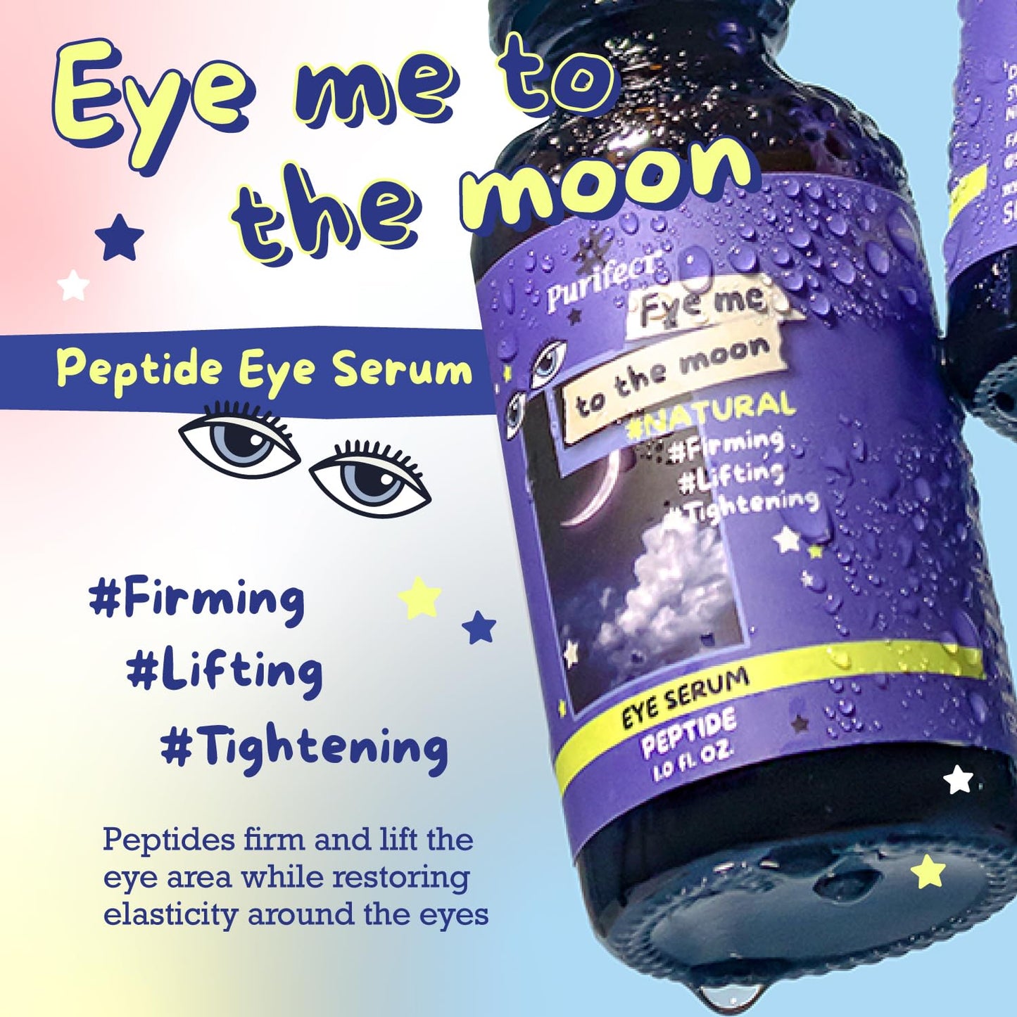 Purifect Eye Me to the Moon Serum for Women & Men - Peptide Under Eye Serum Treatment with Vitamin E, Anti Aging Support, Firming & Lifting