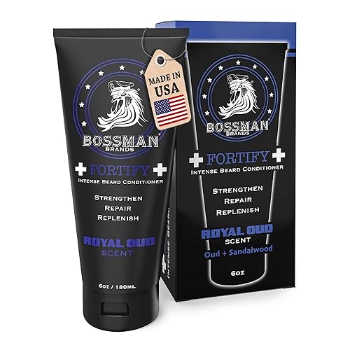 Bossman Fortify Intense Beard Conditioner for Men (Royal Oud Scent) - Moisturizes, Replenishes & Protects with Natural Ingredients - Thicker Formula