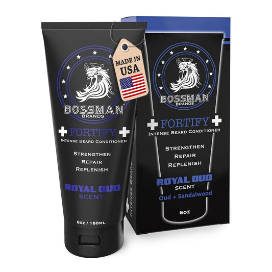 Bossman Fortify Intense Beard Conditioner for Men (Royal Oud Scent) - Moisturizes, Replenishes & Protects with Natural Ingredients - Thicker Formula Beauty & Personal Care Bossman