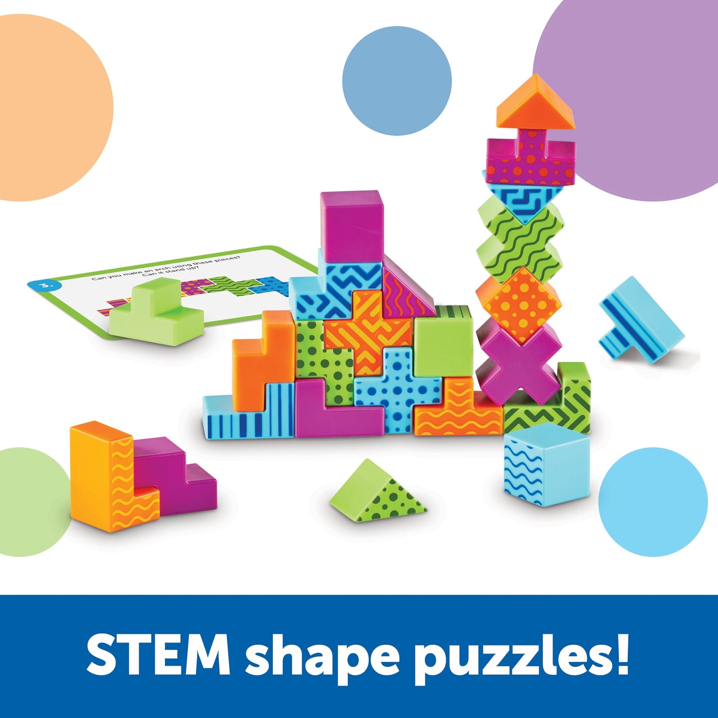 Learning Resources STEM Explorers Brainometry – 3D Puzzle Brain Games & Brainteasers, Logic Building Toy with Pattern Blocks & Math Manipulatives