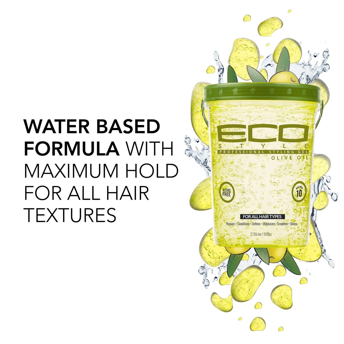 Eco Style Gel Olive Oil Styling Gel - Adds Shine and Tames Split Ends - Delivers Moisture to the Scalp - Nourishes And Repairs - Provides Weightless