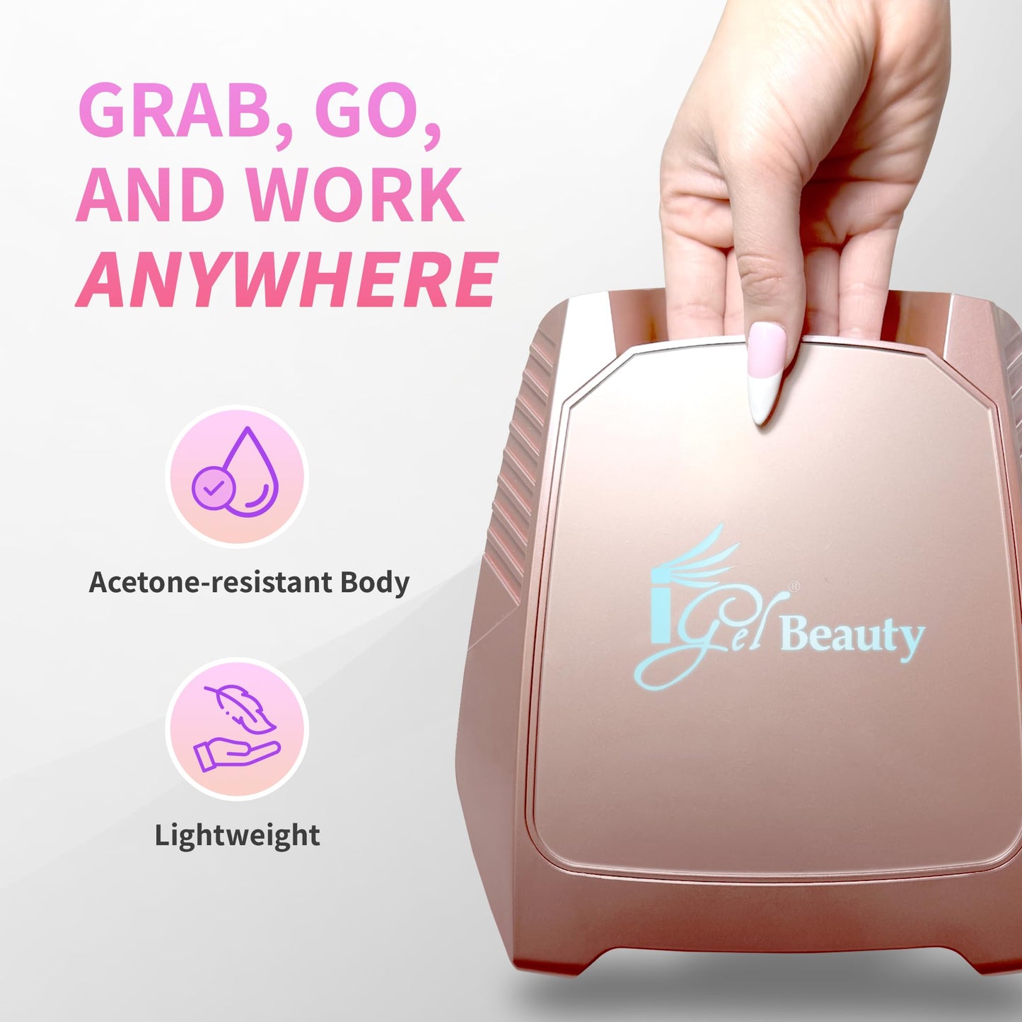 iGel Beauty Hybrid PRO 2.0 UV/LED Nail Lamp - 48W Wireless Rechargeable Nail Dryer, Full Hand Curing, Smart Motion Sensor, Removable Tray, Cordless Beauty & Personal Care iGel Beauty