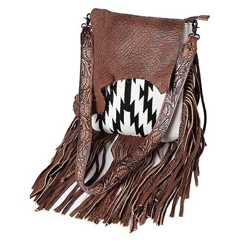 American Darling Messenger Saddle Blanket Fabric Genuine Leather Western Women Bag | Handbag Purse Crossbody for Cute