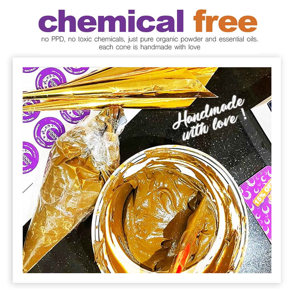 Ready to Use Hair Dye Cones - Dark Brown Henna Paste for Spot Coloring, Nourishment, Healthy Hair and Freckles (25 Grams, 3 Pack)
