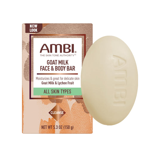 AMBI Goat Milk Face & Body Bar, Moisturizing Formula for All Skin Types, Gentle Enough for Delicate Skin, Fragrance-Free, Hypoallergenic