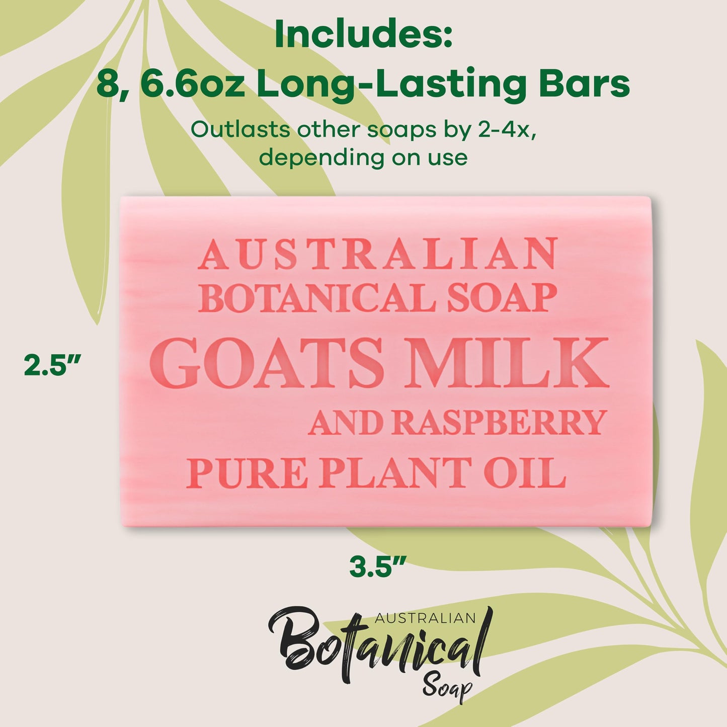 Australian Botanical Goats Milk Soap and Raspberry, 6.6 OZ, Triple Milled Bars made with a Natural Soap Base and Enriched with Organic African Shea