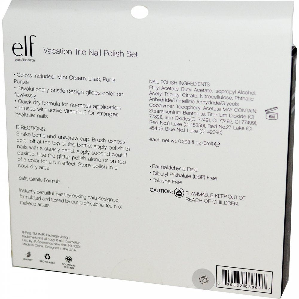 e.l.f. 3 Piece Nail Polish Set, Vacation Trio