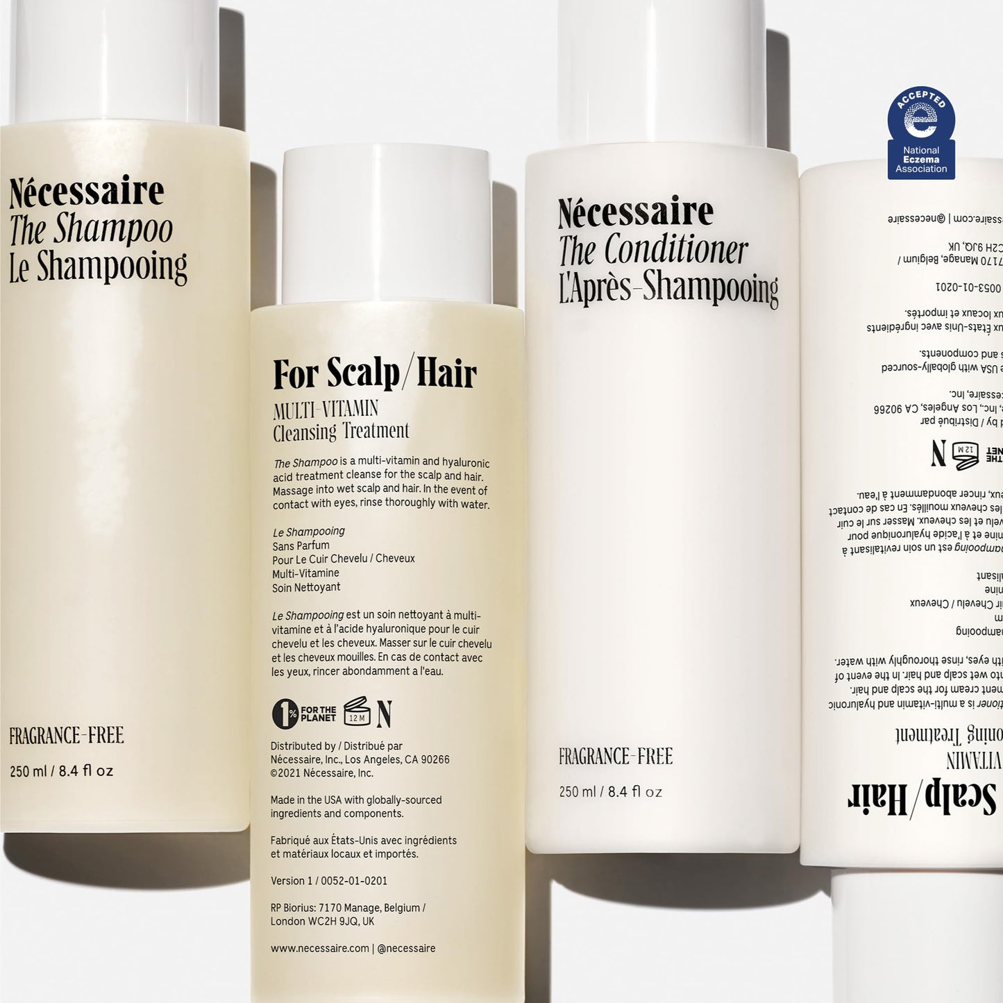 Nécessaire The Hair Duo - Shampoo and Conditioner Set 2 x Full-Size. The Shampoo + The Conditioner. Hyaluronic Acid + Vitamin B Complex Beauty and Personal Care Nécessaire
