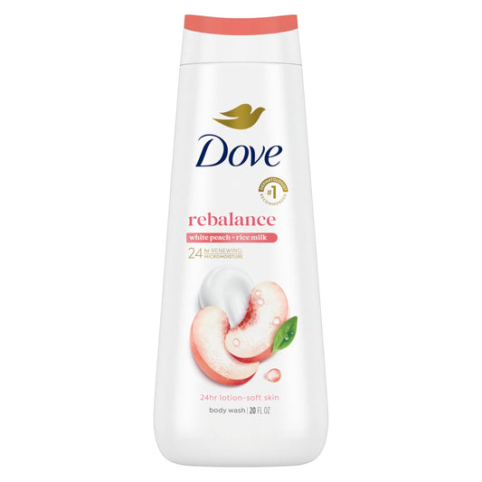 Dove Body Wash Rebalance White Peach & Rice Milk For 24hr Lotion-Soft Skin Moisturizing Skin Cleanser with No Sulfates No Parabens 20 oz Beauty & Personal Care Dove