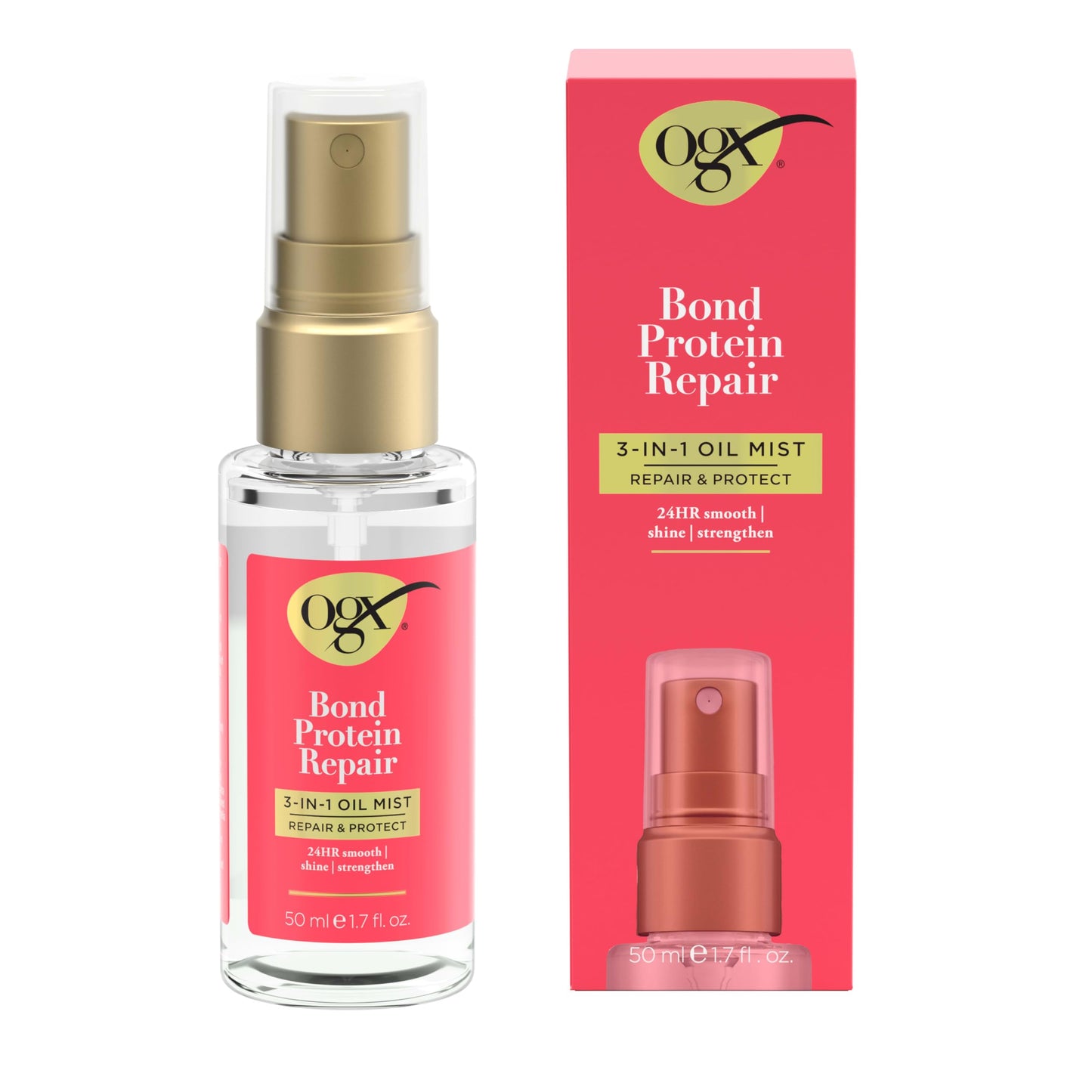OGX Repair & Protect Bond Protein Repair 3-in-1 Oil Mist, Hair Oil Protects Dry, Damaged Hair Against Frizz, Strengthens & Maintains Shine, Hair Mist