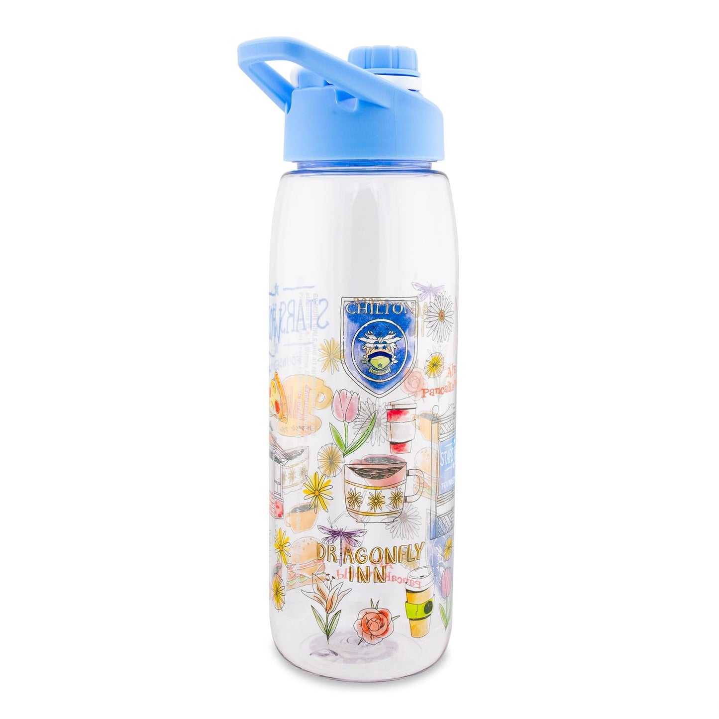 Silver Buffalo Gilmore Girls Stars Hollow Icons Water Bottle With Screw-Top Handle Lid | Large Plastic Sports Jug | Holds 28 Ounces