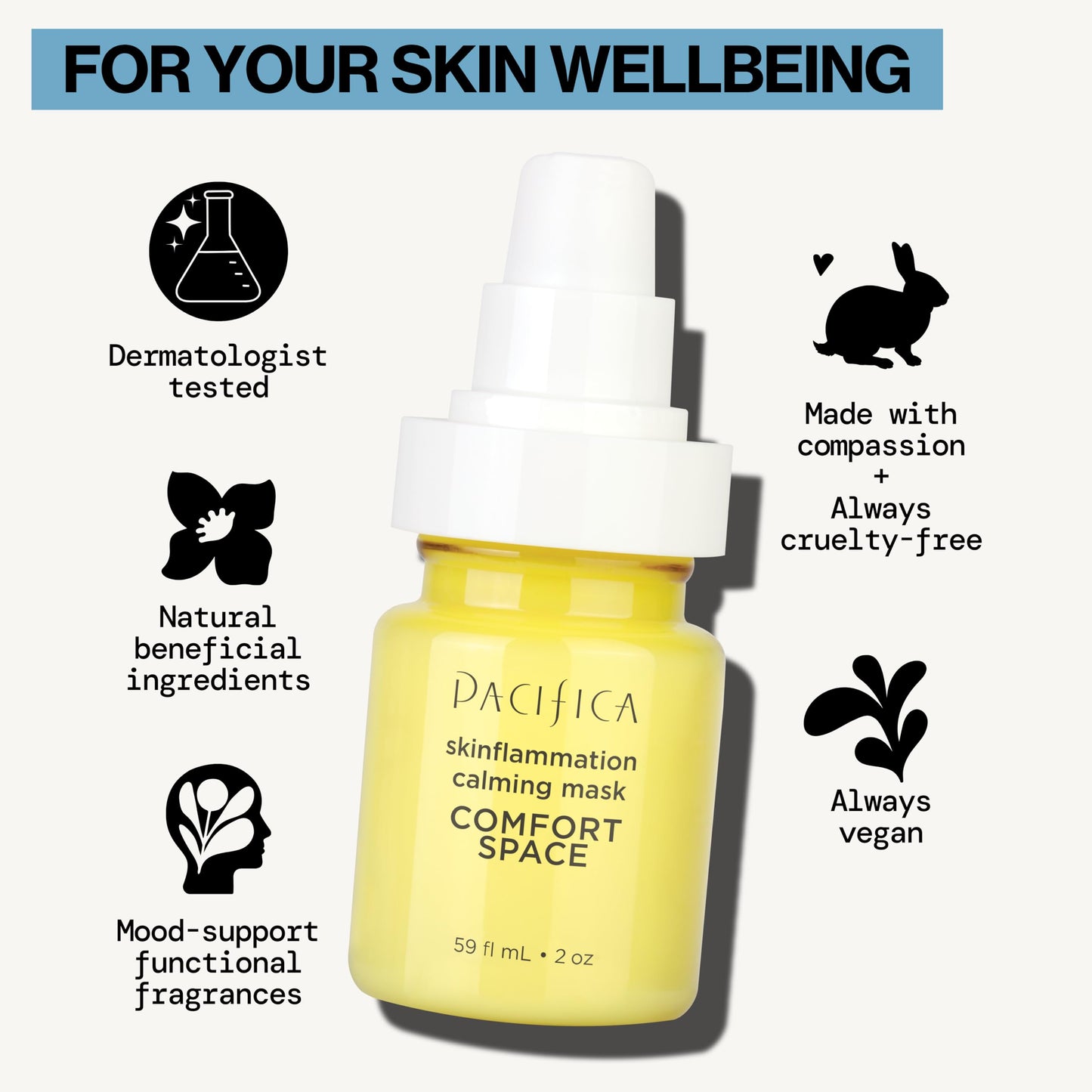 Pacifica Comfort Space Calming Face Mask for Sensitive Skin, Redness Relief Hydrating Facial Mask with Azelaic Acid & Turmeric, Soothes Irritation
