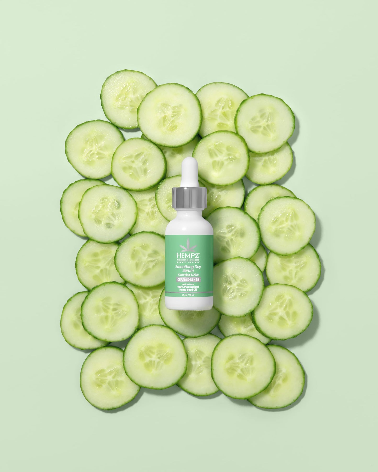 Hempz Cucumber Aloe, Facial Serum, Beauty Actives with Ceramides for dry to normal skin, for men and women, 1oz