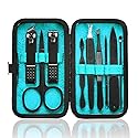 HANTEKAS Manicure Set 9 in 1 Stainless Steel, Nail Clippers Scissors Pedicure Tools Kit - Portable Travel Grooming Kit for Men and Women