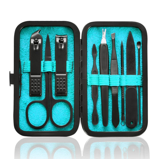 HANTEKAS Manicure Set 9 in 1 Stainless Steel, Nail Clippers Scissors Pedicure Tools Kit - Portable Travel Grooming Kit for Men and Women Beauty & Personal Care HANTEKAS