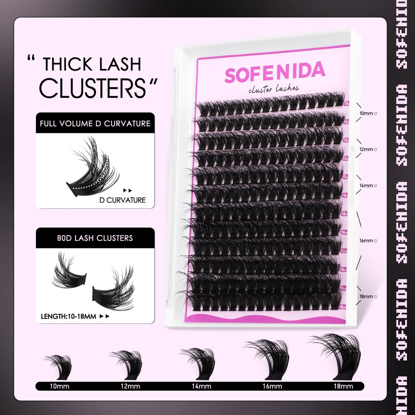 SOFENIDA Lash Clusters Kit 80D Lash Clusters Kit 10-18mm Volume Eyelash Clusters D Curly Cluster Eyelash Extensions 3D Wispy Lashes Cluster DIY Lash Beauty and Personal Care SOFENIDA