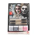 Neon Skeleton Liquid Latex Face and Body Paint Kit- 4-Pack 1 Ounce, 4 Brush-Set, Blacklight, Special Effects, Art, Theater, Parties, Cosplays