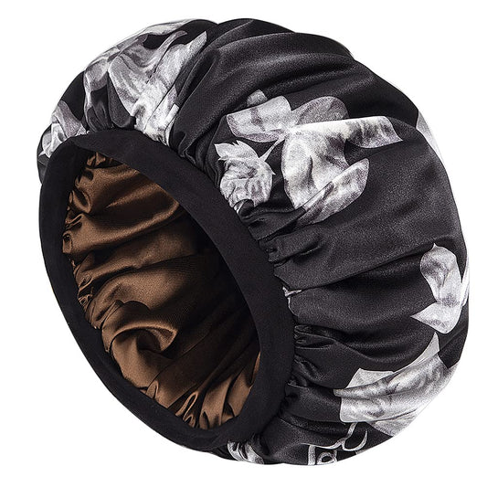 Long Hair Sleeping Head Wrap Fashionable Sleeping Cap Girls Silky Satin Bonnet Leaves Beauty and Personal Care Alnorm