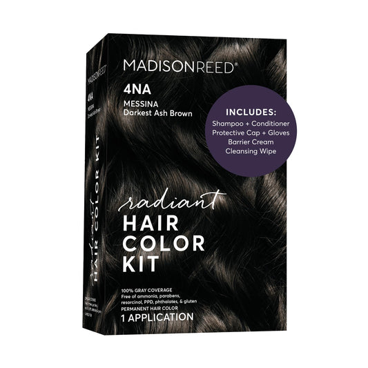 Madison Reed Radiant Hair Color Kit - 4NA Darkest Ash Brown with Cool Smoky Undertones (Messina Brown), Permanent Hair Dye, Superior Gray Coverage