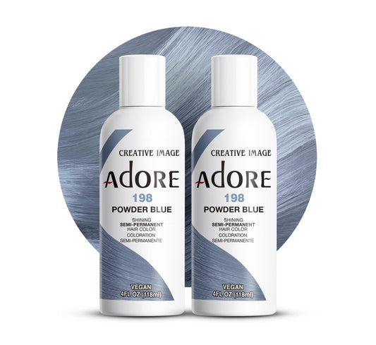 Adore Semi Permanent Hair Color (198 Powder Blue) (2 Pack) | Vegan & Cruelty-Free Blue Hair Dye | No Ammonia, No Peroxide, No Alcohol | 4 Fl Oz