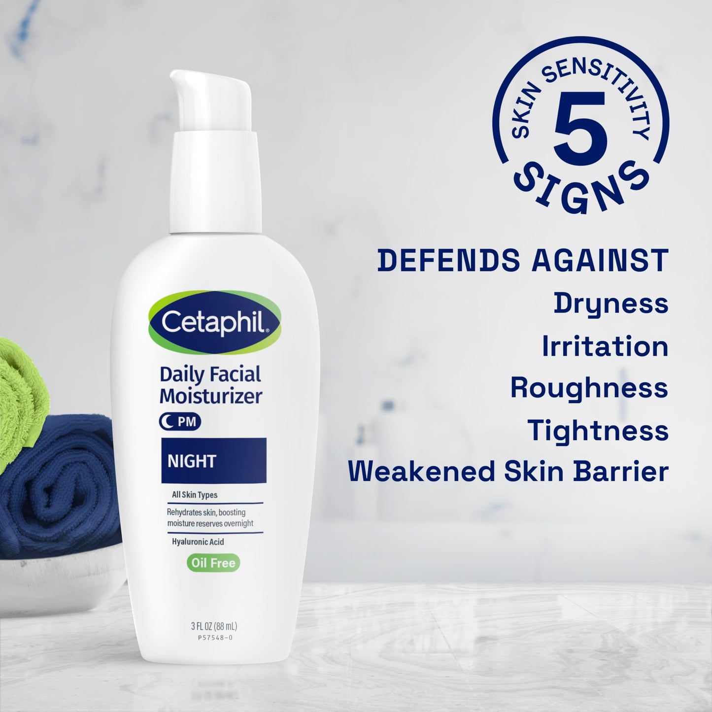 Cetaphil Night Moisturizer for Face, Hydrating Facial Moisturizer with Hyaluronic Acid, For All Skin Types, Lightweight and Non-Comedogenic