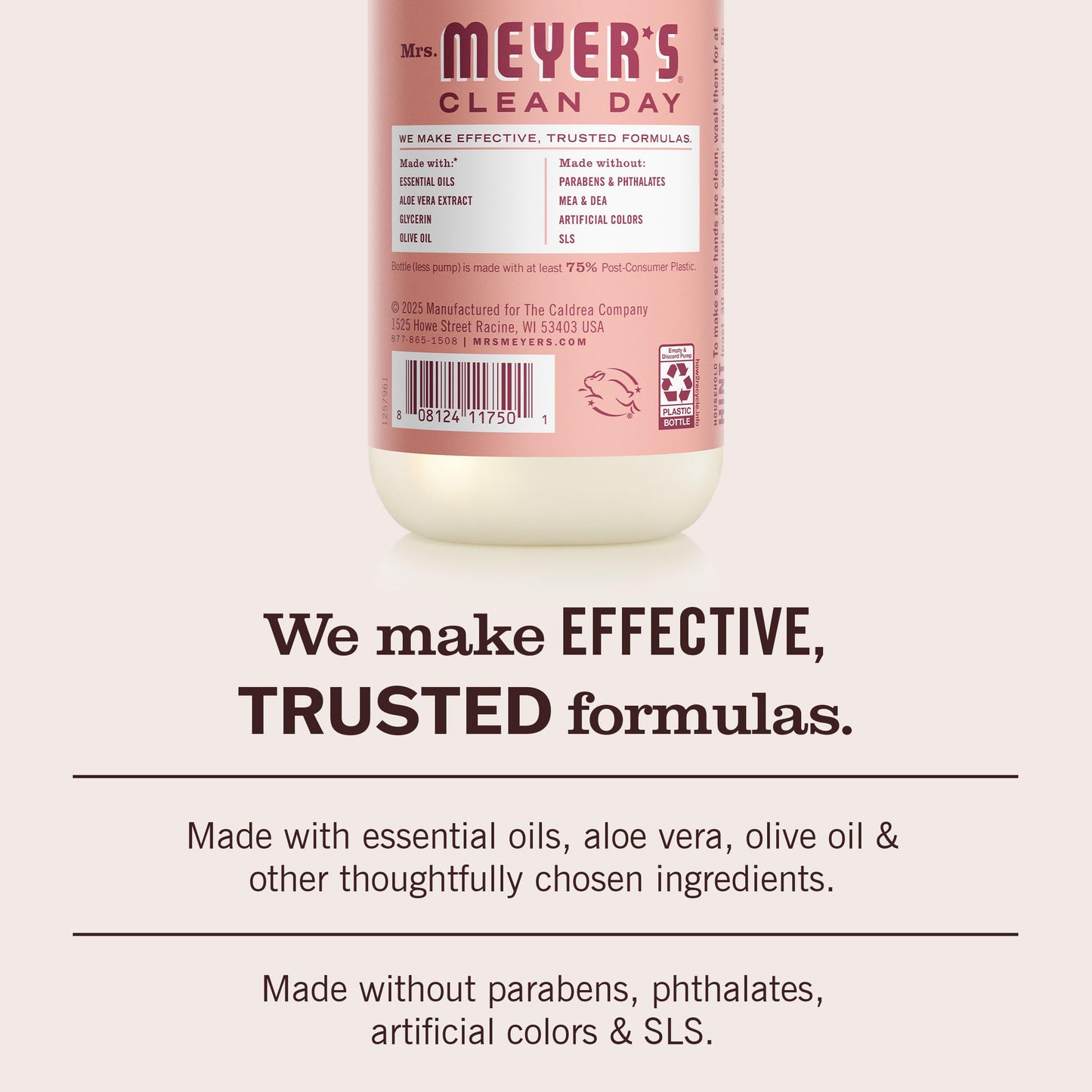 MRS. MEYER'S CLEAN DAY Hand Soap, Rose Scent, 12.5 Fl Oz Bottle