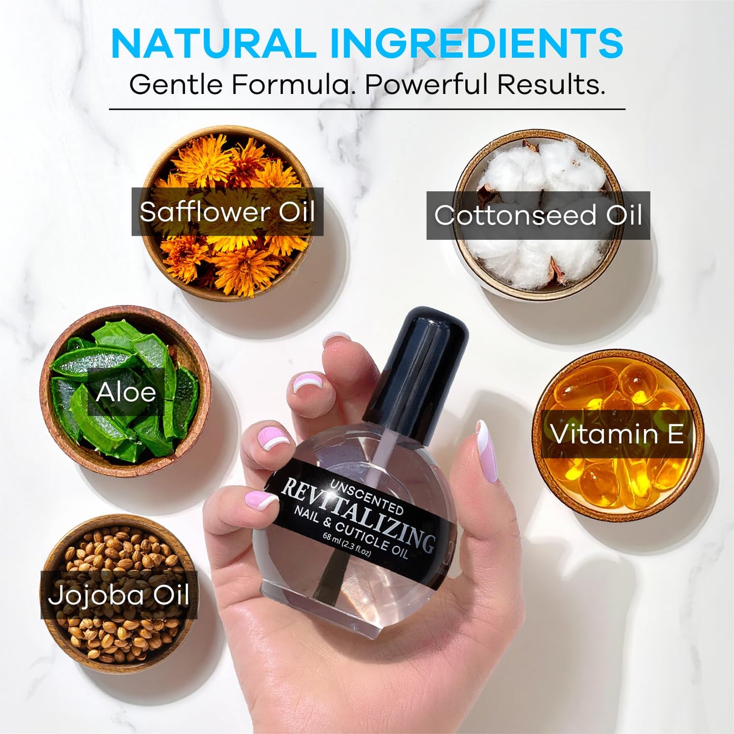 Ellie Chase Moisturizing Cuticle & Nail Care Oil 2.3 Fl Oz Unscented - Infused with Jojoba Oil, Aloe, Vitamin E - Nail & Cuticle Hydration, Repair