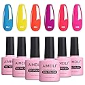 AIMEILI Hot Pink Neon Gel Nail Polish, Hema Free, Cruelty Free, Vegan, Soak Off Summer Yellow Nail Lacquer Set Of 6pcs X 10ml - Kit Set 11