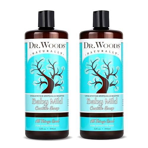 Dr. Woods Unscented Baby Mild Liquid Castile Soap - Natural Soap for Sensitive Skin, Gentle Cleanser with Hemp Oil and Vitamin E - Paraben, Sulfate